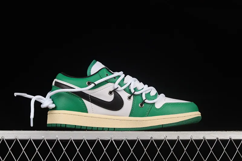 All categories Air Jordan Jordan series basketball shoes Air Jordan 1 Low Air Jordan 1 Low AJ1 Joe 1 customized version white and green color deconstruction sports culture basketball shoes 553560-129